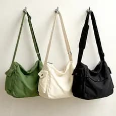Bolsa Transversal Unissex Grande Lona Vintage Casual Ombro Faculdade Trabalho Viagem Espaçosa