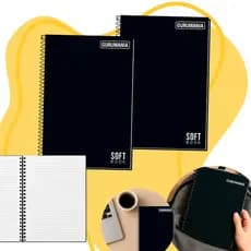 Caderno 10 Matérias Capa Dura Grande 160 Folhas Pautadas A4 Universitário Escolar Preto
