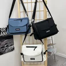 Bolsa De Ombro De Cor Sólida Com Tecido De Nylon Mochila De Motociclista Bolsa Mensageiro De Moda BolsaDe Estudante