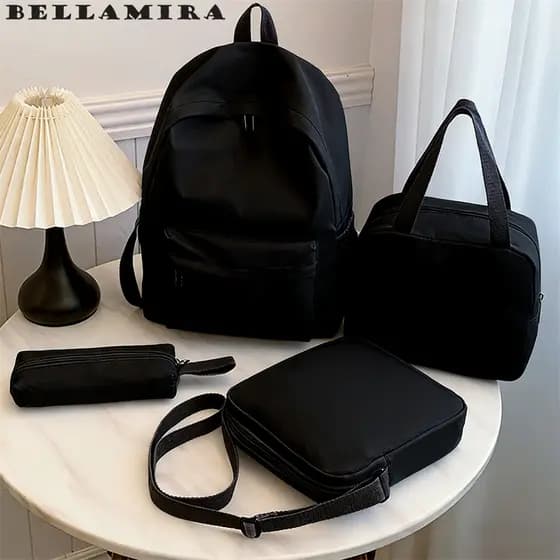 Mochila Unissex Nylon Impermeável Casual Mochila De Média Capacidade Para Campus Bolsa Escolar Para Computad Cor lisa