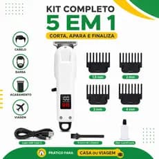 Máquina De Cortar Cabelo Profissional Barba Sem Fio Recarregável Com Display