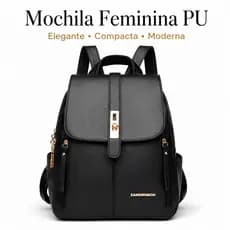 Mochila feminina em couro PU alta qualidade com alça de ombro. Resistente para Viagem Trabalho