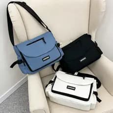 Bolsa Transversal de Nylon Impermeável Bolsa Casual de Ombro Ajustável para Homens e Mulheres