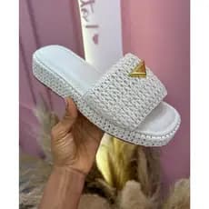 Sandália Feminina Tamanco Flat Plataforma Flatform em Ráfia Confortável Lancellotti Papete