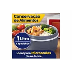 Marmita Térmica Cinza 1 Litro com Tampa Rosca – Compacta e Resistente