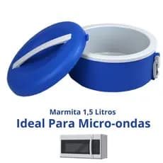 Marmita Para Alimentos 1,5 litros Simples Ideal Micro-ondas Cor Azul