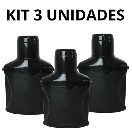 Cantil Térmico 1 Litro preto kit com 3 unidades bebidas geladas
