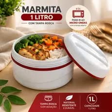 Marmita Térmica 1L Estilo Marmorizado com Tampa de Rosca – Mantém a Temperatura
