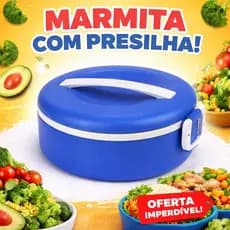Marmita Térmica 1.5 Litros Azul com Cinza com Trava e Divisória