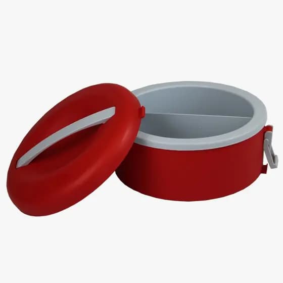 Marmita 1,5L Térmica com Divisória Vermelha/Cinza com Fechamento Seguro