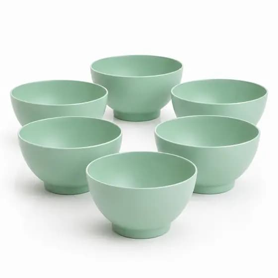 Cumbuca 500ml KIT COM 6 Verde Menta Premium Tigela Plástica Reforçada para Refeições, Frutas, Caldos e Sobremesas