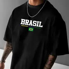 [Camiseta Vintage Masculina Algodão]HYP CAMISETA OVERSIZED ESTILOSA MASCULINA SELEÇÃO BRASILEIRA 2026 BANDEIRA DO BRASIL