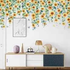 Adesivo Decorativo de Parede Recorte Flores Suspensas Jardim 2,00 metros papel de parede