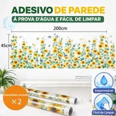 Adesivo Decorativo de Parede Recorte Flores Suspensas Jardim + Girassol 200cm, Quarto de Menina, Fácil Aplicação
