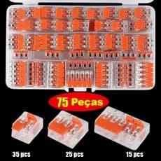 Kit 75 Peças Conector Elétrico Conectores De Porcas De Fio De Alavanca 2 3 5 Portas Kit De Sortimento De Elétricos Par