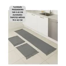 Kit 3 Peças Tapete de Cozinha Passadeiras Decorativas Antiderrapantes Conforto e Durabilidade