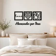 Decoracao de Quarto Kit Quadros Decorativos + Frase Abençoado por Deus PROMOÇÃO