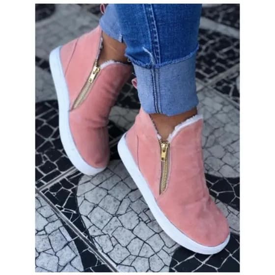 Bota Coturno Feminino De Pelo Lã De Inverno Frio