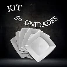 KIT 50 Pratos Quadrado Plástico branco resistentes churrascos refeições festas aniversários