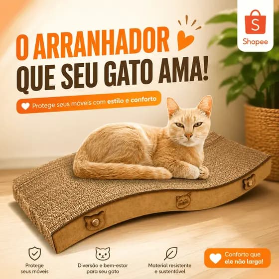 Arranhador Gato Antiestresse Resistente de Papelão e MDF