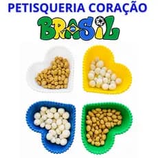 Petisqueira Coração Acrílico Cristal — Kit com 4 8 12 Unidades Festas Churrasco Copa Do Mundo Brasil