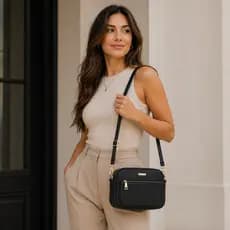 Bolsa Feminina Transversal Camera Bag Luxo Alça Ajustável Shoulder Bag Premium Com Divisórias
