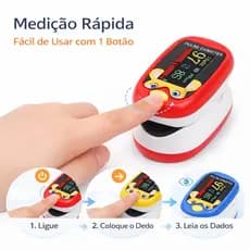 Oxímetro Infantil de Dedo SpO2 Medidor de Oxigênio no Sangue Pediátrico Portátil com Tela Digita ACHEI GLAM