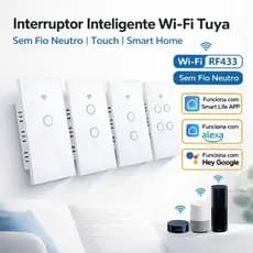 Interruptor Inteligente Wi-Fi Compatível com Alexa e Google, Controle por Voz