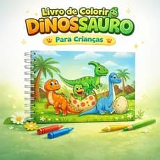 Caderno de Desenho Infantil Tema Dinossauro, 4 Modelos Criativos para Crianças