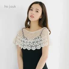 Hojouk Moda Malha Oca Renda Xale Floral Cor Pura Mulher Verão Proteção Solar Cachecol Casamento Nupcial Vestido De Noite