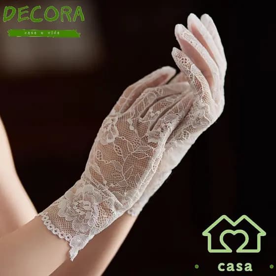 Luvas De Renda Curta DECORA , Brancas De Casamento Na Altura Do Pulso , Acessórios De Fantasia Finos Florais De Dedo Int