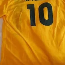 5 Camisetas Malha Poliéster Brasil Amarelinha C/Golas,Mangas com Viés P-M-G(EscolhamTamanhos no Direct ou Enviaremos M-G