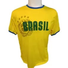 10 Camisetas Malhas Poliéster Amarelinhas Brasil C/Viés Golas e MangasTamanhos P-M-G (Escolha os Tamanhos ou  Será M-G)