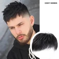 Peruca masculina de alta qualidade, preta natural, adequada para homens, CRRBW