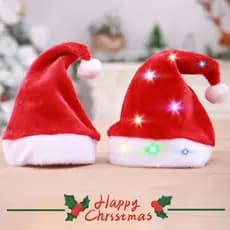 Feliz Natal Luzes LED Ajustáveis De Pelúcia De Alta Qualidade Para Crianças E Adultos Chapéu De Papai Noel Decorações De