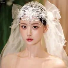 Cocar De Noiva ADAMES , Faixa De Cabeça Elegante Para Fotografia Doce , Acessórios Cabelo De Casamento Com Flores Branca