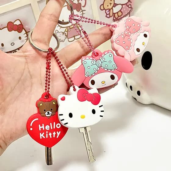 Capa De Proteção Para Chave De Gatinho De Desenho Animado Casal Estudante Fofo Melodia Chaveiro Pingente