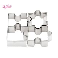 [♥ Lily] 4 Pçs/Set Forma De Quebra-Cabeça Molde De Biscoito De Aço Inoxidável Bolo Cortador De DIY