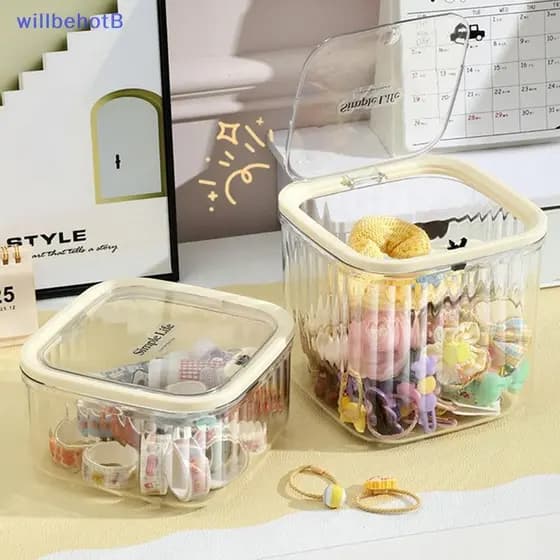 [WillbehotB] 1 Unidade Caixa De Armazenamento Transparente Para Joias E Acessórios De Cabelo Mini Lata De Lixo De Mesa U