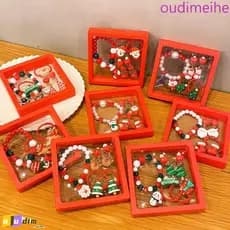 OUDIMEIHE 1 Conjunto/5 Peças Pulseira Infantil De Natal , Joias Infantis Coloridas Feitas À Mão
