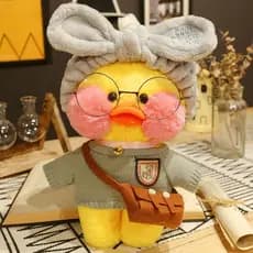 Pato Rosa 30cm Amarelo Lalafanfan Menina Pelúcia Brinquedo Fofo Kawaii Boneca Vestir Óculos Roupas Brinquedos Presentes