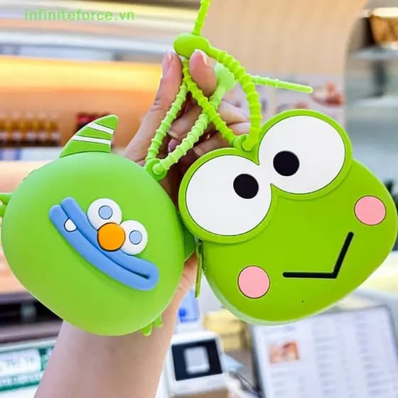 [Invn] Bolsa De Armazenamento De Moedas De Silicone Pingente Chaveiro Desenho Animado Feminina Escolar Decoração Mymelod