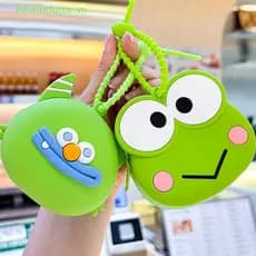 [Invn] Bolsa De Armazenamento De Moedas De Silicone Pingente Chaveiro Desenho Animado Feminina Escolar Decoração Mymelod