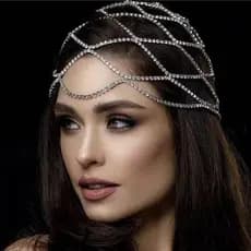 Alta qualidade europeu americano nupcial casamento strass acessórios borla malha Headwear bandana desempenho passarela a