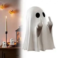 1 Pçs Bonito Dedo Médio Fantasma Estátua Engraçado Ornamento Pequena Decoração De Halloween Mesa Adorável Horror Casa