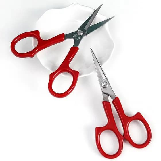 Tesoura de Bordado em Aço Inoxidável PIN [Cabeça Curva ou Reta] - Vermelha 13 cm/5,12 polegadas, Lâminas Afiadas