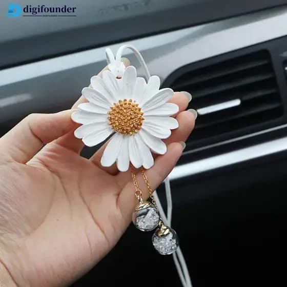 DIGIFOUNDER Carro Decoração De Interiores Gesso Fragrância Margarida Auto Retrovisor Espelho Pingente Pequena Acessórios