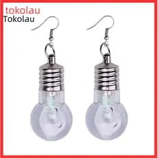 Everyday Wear Earrings Lightweight 1 Pair Colorful Lamp Bulb Shape Dangle Stainless Steel Anti-allergy Hook Trendy Jewel