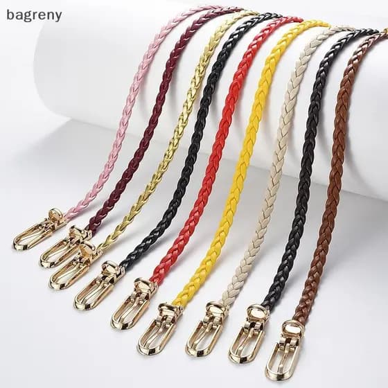 [bagreny] Cinto Fino Trançado De Couro Para Mulheres , Camisa Decorativa , Alça De Cintura , Fivela De Pino Da Moda , Fe