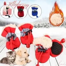 HLLYHERRY 4 Peças De Sapatos Para Animais De Estimação Antiderrapantes Meias Grossas De Inverno Cachorros Botas De Chuva